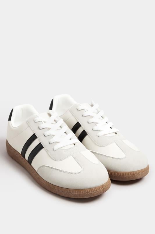 Evans Yours White Retro Stripe Trainers In Extra Wide EEE Fit