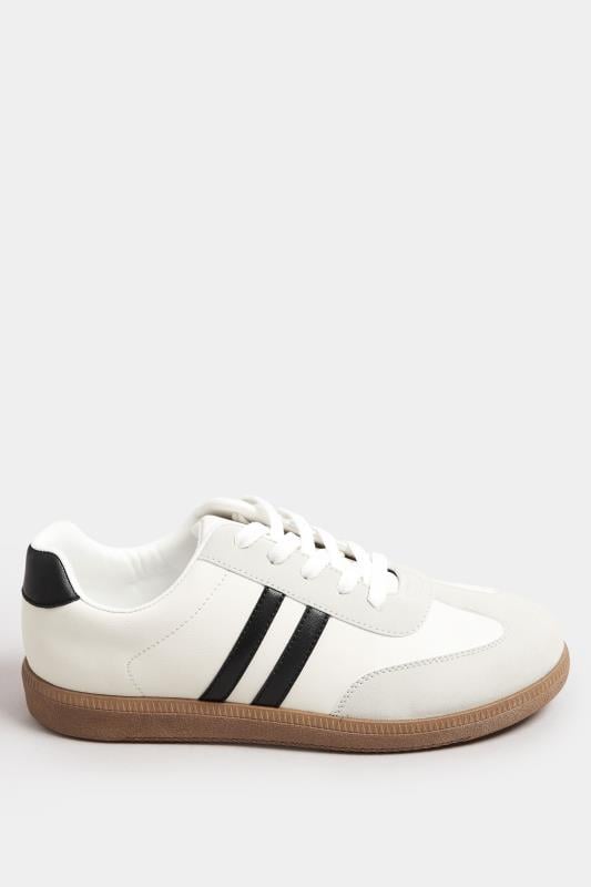 Evans Yours White Retro Stripe Trainers In Extra Wide EEE Fit