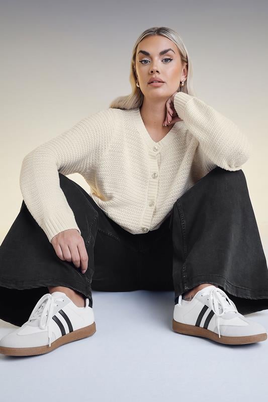 evans Yours White Retro Stripe Trainers In Extra Wide EEE Fit