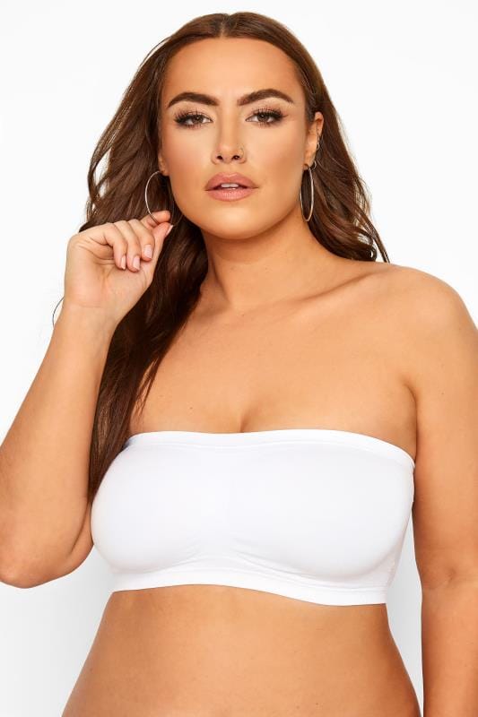 Evans YOURS White Seamless Padded Non-Wired Bandeau Bra