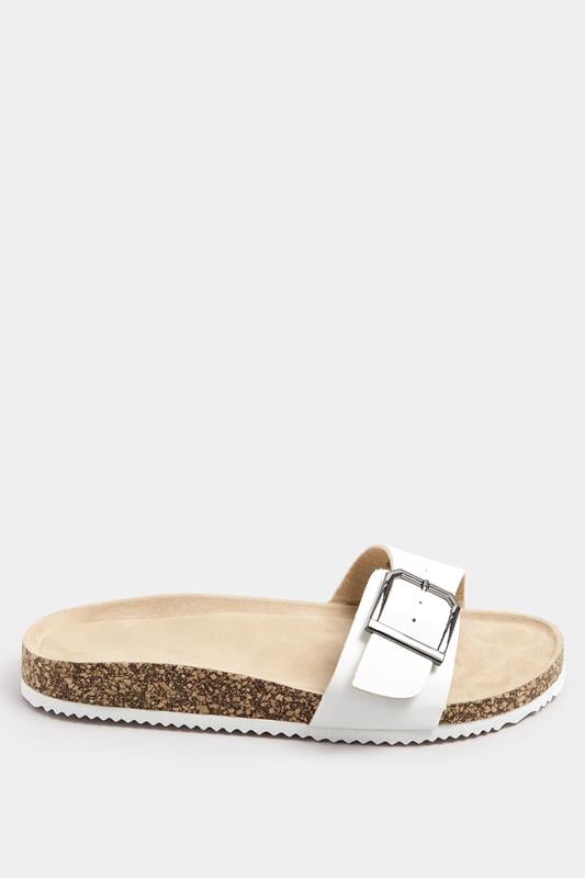 Evans Yours White Single Buckle Sandals In Extra Wide EEE Fit
