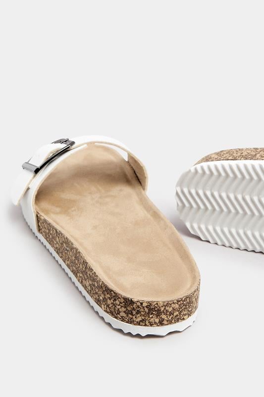 Evans Yours White Single Buckle Sandals In Extra Wide EEE Fit