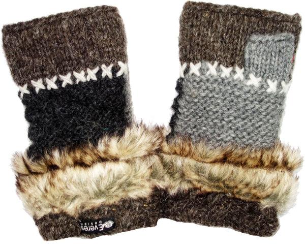everest designs Patchwork Fur Handwarmers