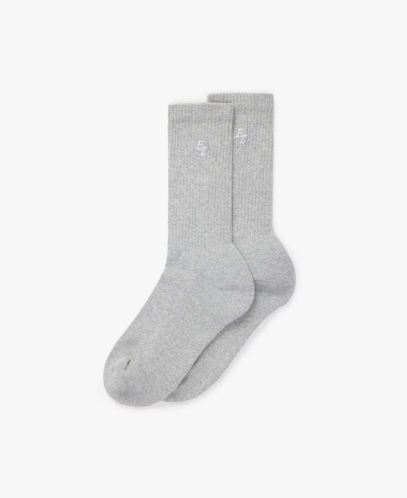 everest isles EI Monogram Embroidered Sock - Heather Grey