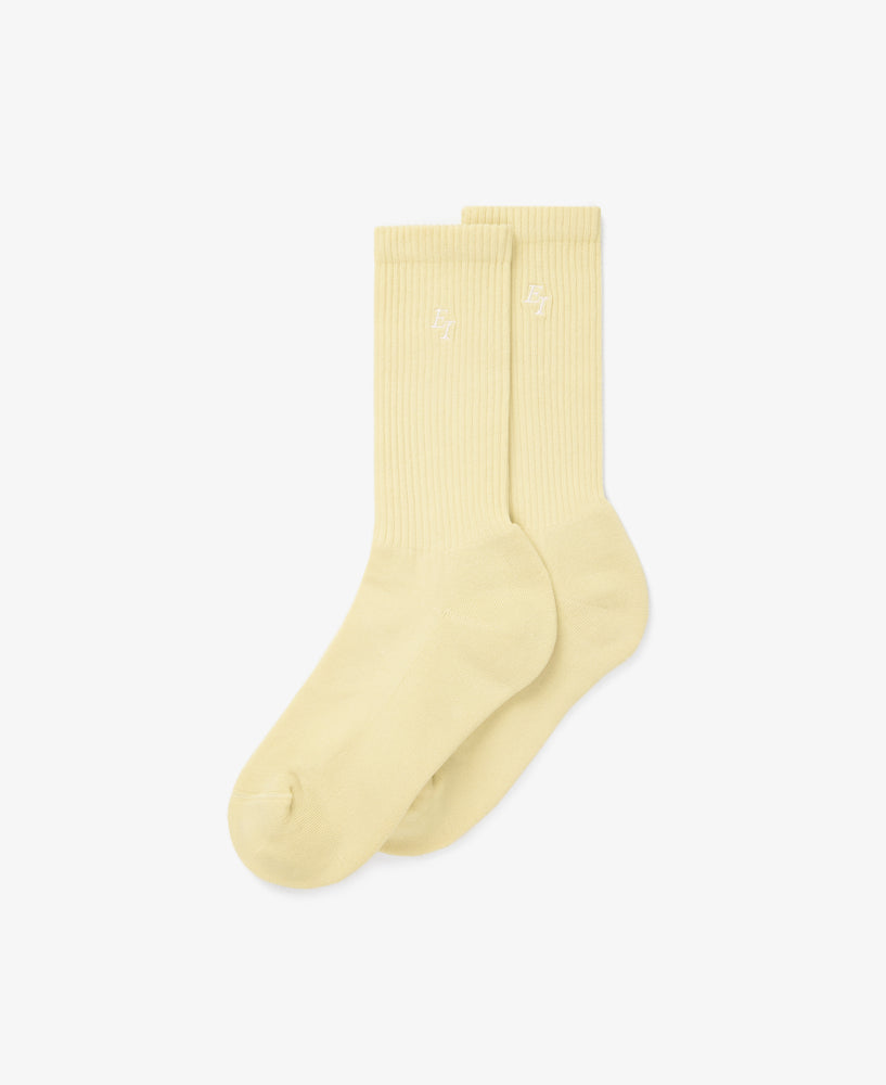 everest isles EI Monogram Embroidered Sock - Washed Yellow