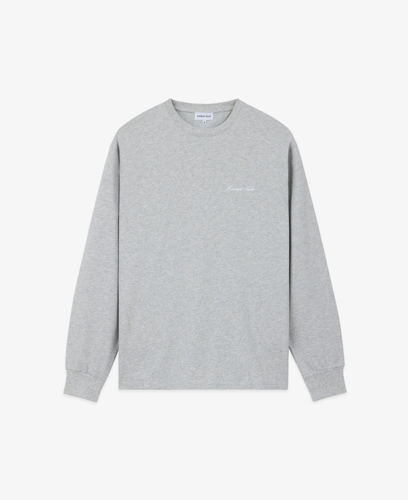 everest isles Embroidered Script Tee L/S - Heather Grey
