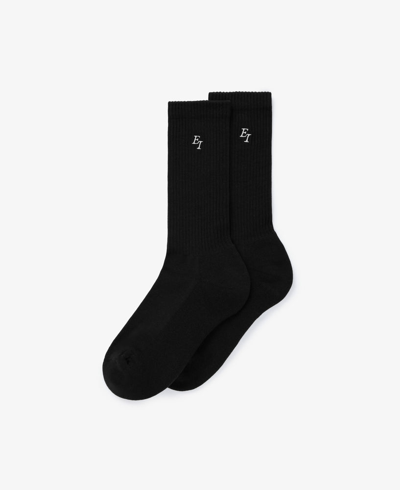 everest isles EI Monogram Embroidered Sock - Black