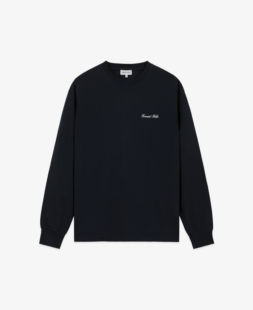 everest isles Embroidered Script Tee L/S - Black
