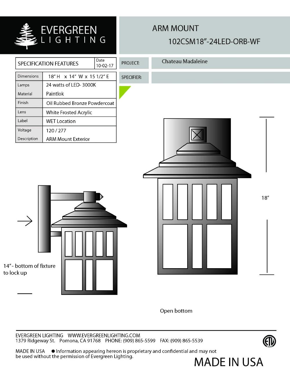evergreen lights 102CSM18-24LED-ORB-WF Outdoor Custom Wall