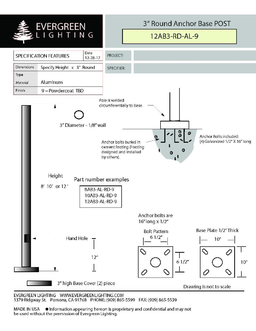 evergreen lights 12AB3-RD-AL-9 Outdoor Custom Poles