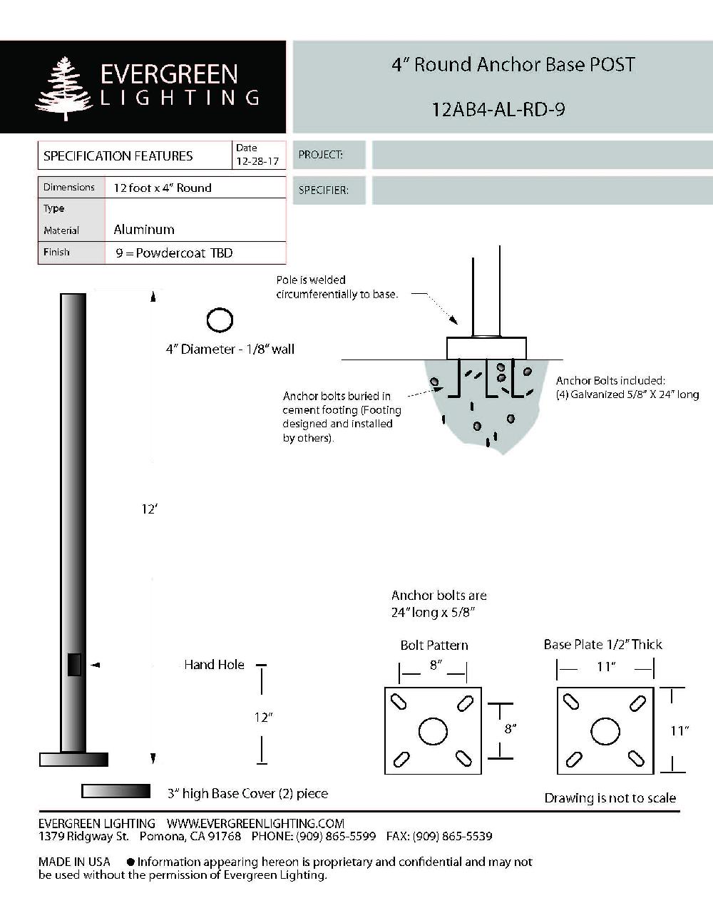 evergreen lights 12AB4-AL-RD-9 Outdoor Custom Poles