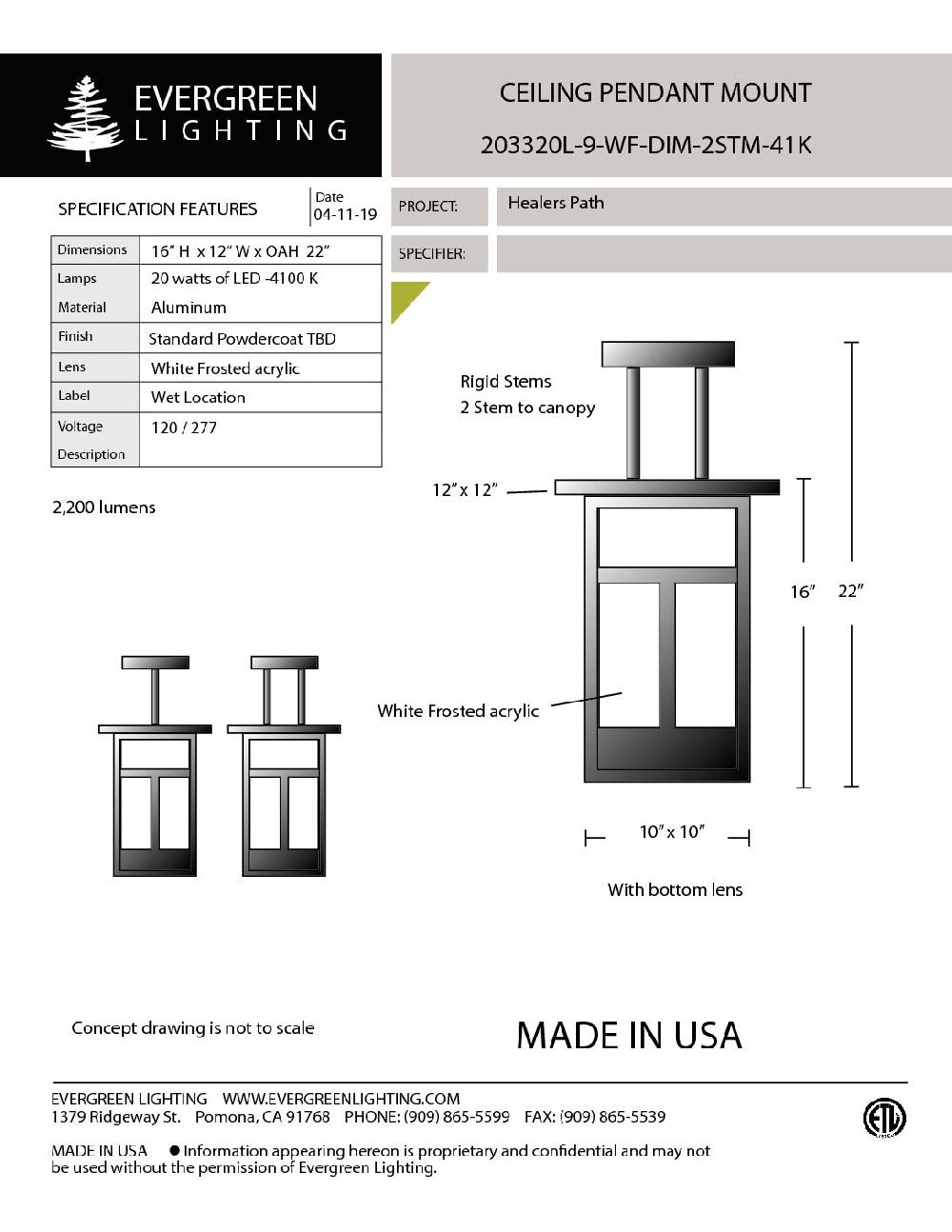 evergreen lights 203320L-CSM Outdoor Custom Ceiling