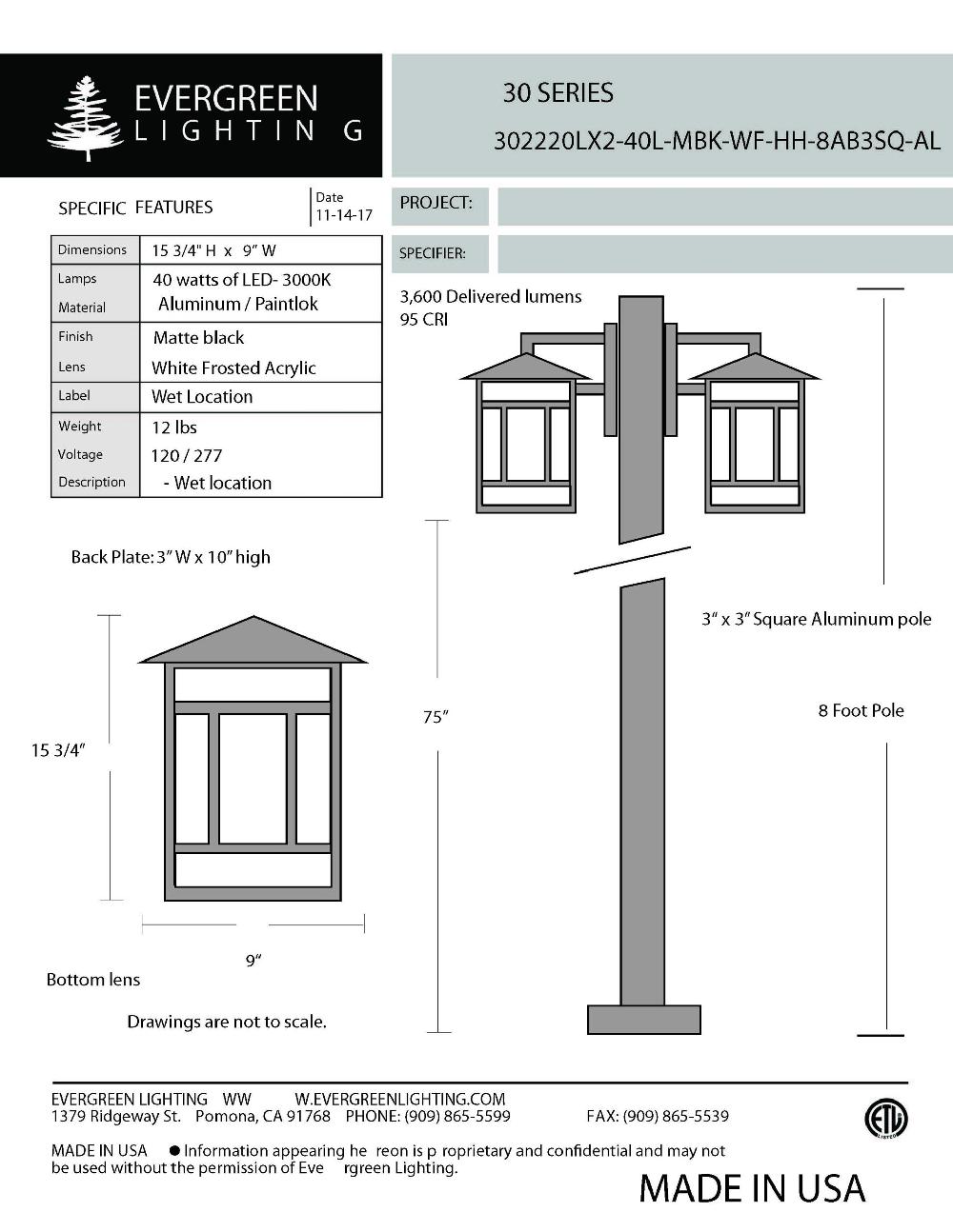 evergreen lights 302220LX2-40L Outdoor Custom Polo Fixture Combinations