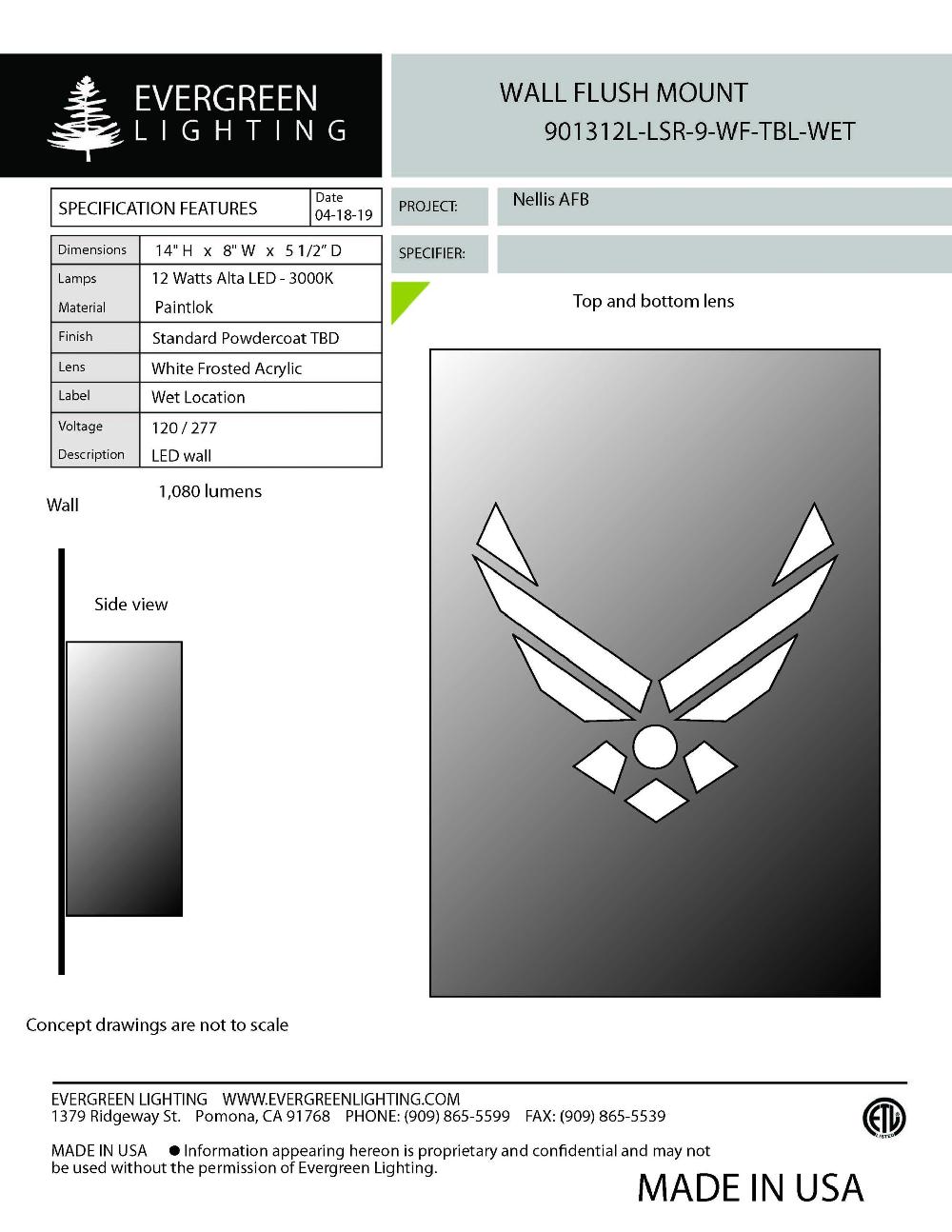 evergreen lights 901312L-LSR-9-WF-TBL-WET Outdoor Custom Wall