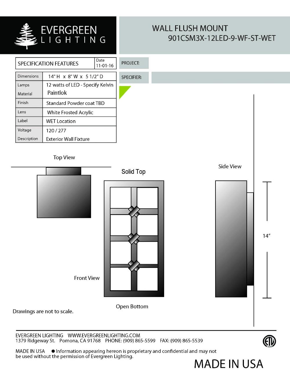 evergreen lights 901CSM3X-12LED-9-WF-ST-WET Outdoor Custom Wall