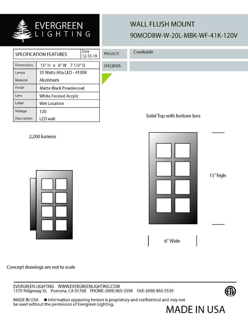 evergreen lights 90MOD8W-W-20L 121318 Outdoor Custom Wall