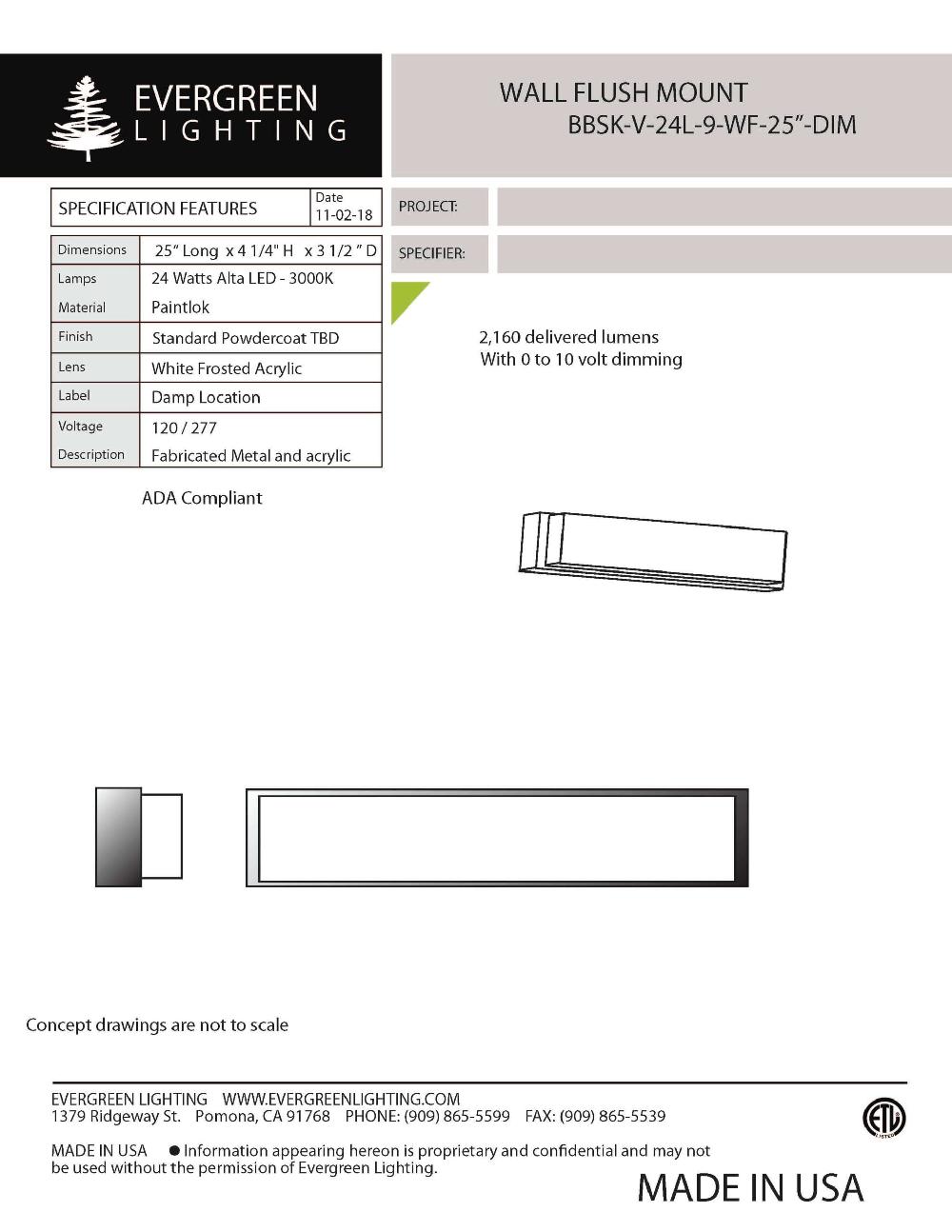 evergreen lights BBSK-V-24L-9-WF-25 Indoor Indoor Custom Wall