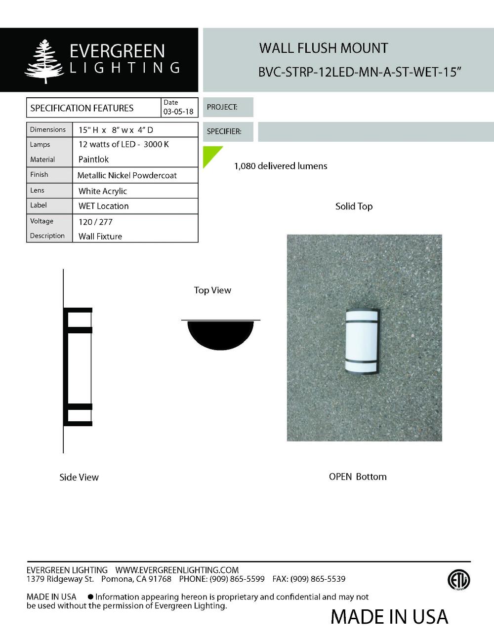 evergreen lights BVC-STRP-12LED-MN-A-ST-WET-15 Outdoor Custom Wall