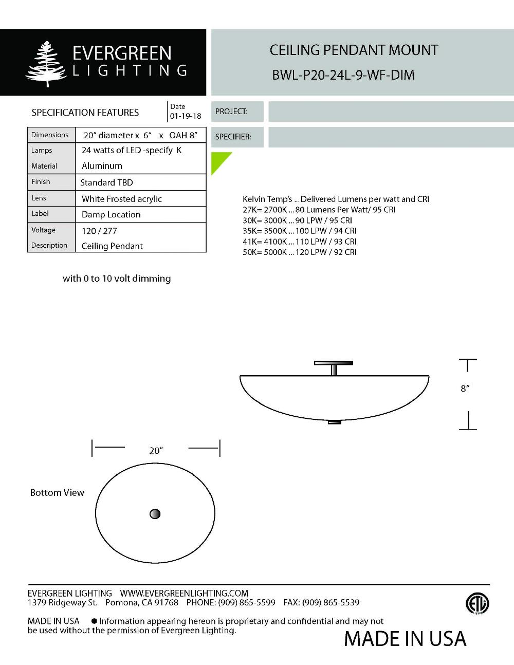 evergreen lights BWL-P20-24L Indoor Indoor Custom Ceiling