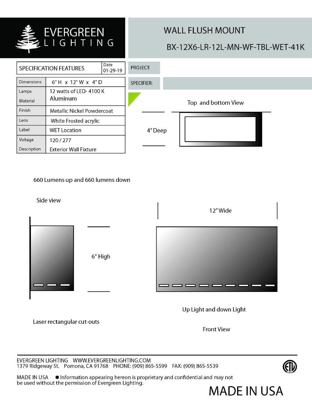 evergreen lights BX-12X6-LR-12L Outdoor Custom Wall