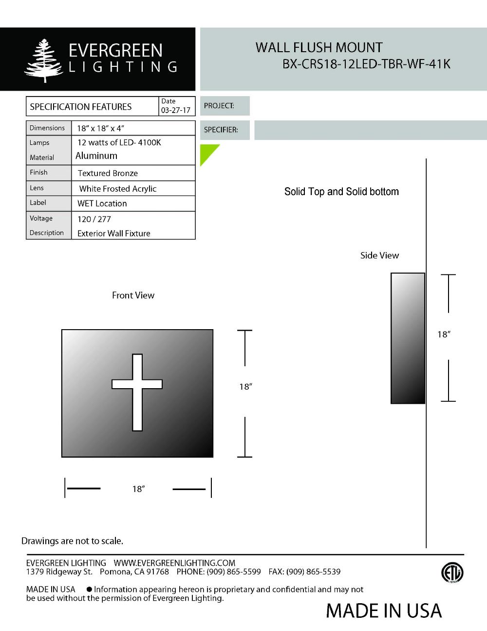 evergreen lights BX-CRS18-12LED-TBR Wet Outdoor Custom Wall