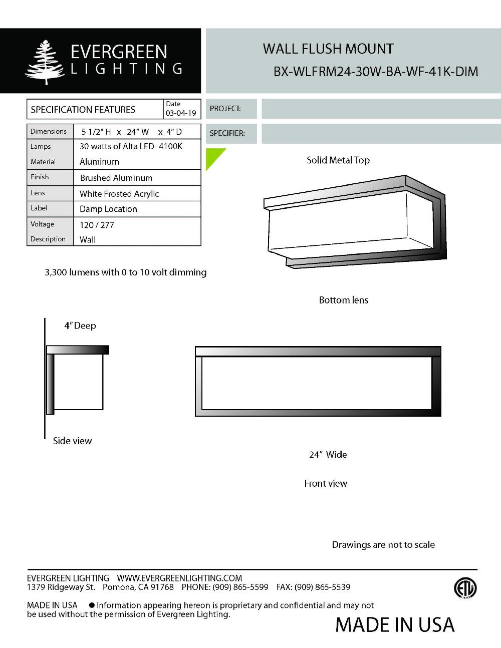evergreen lights BX-WLFRM24-30W Outdoor Custom Wall