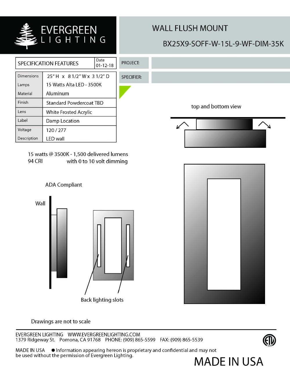 evergreen lights BX25X9-SOFF-W-15L Outdoor Custom Wall