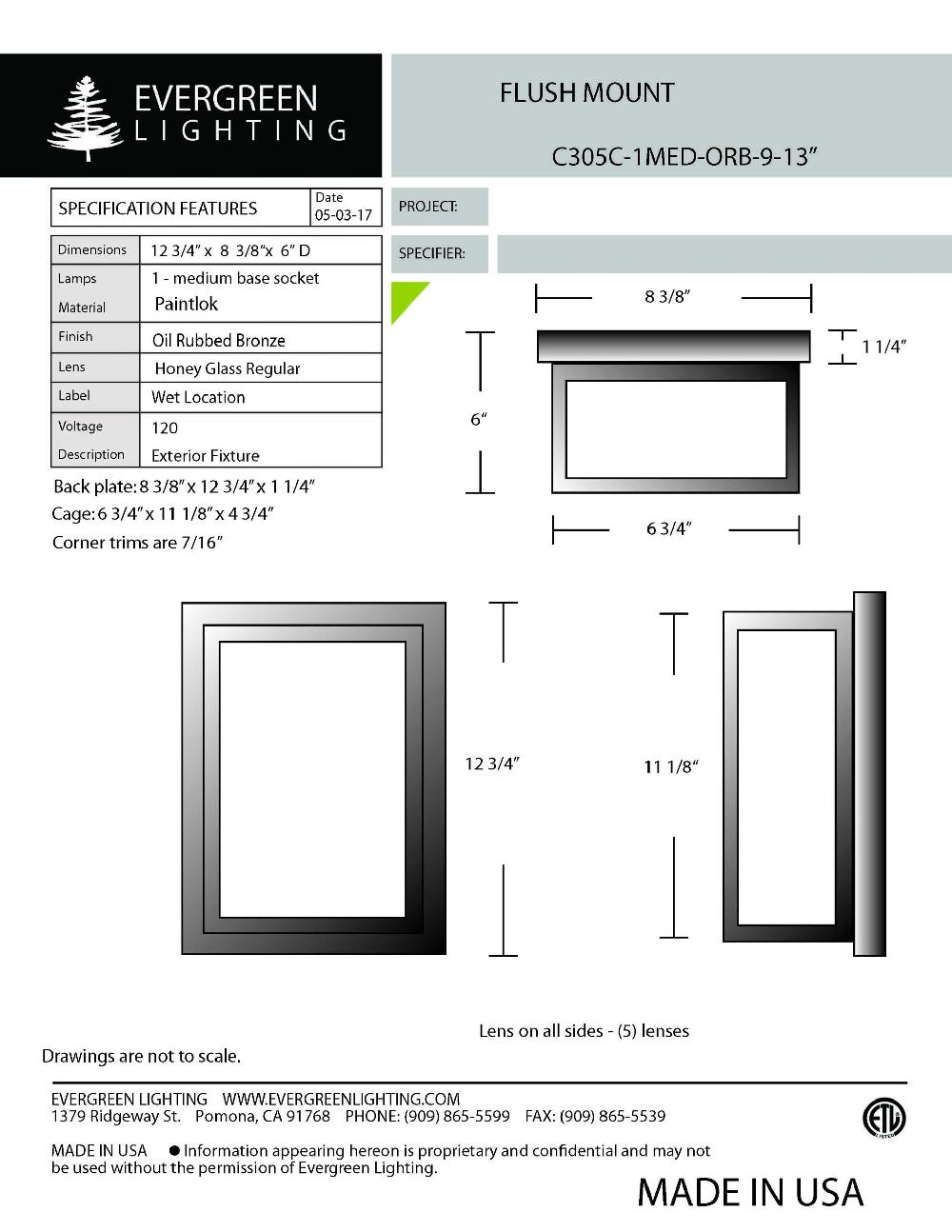 evergreen lights C305C-1MED-9-HO-13 Outdoor Custom Ceiling