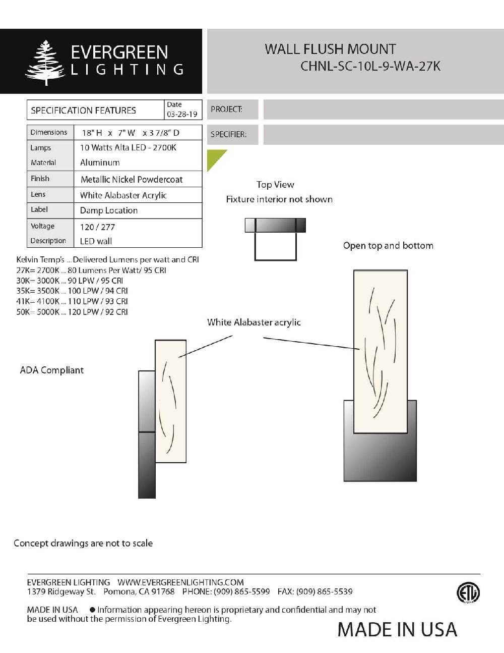 evergreen lights CHNL-SC-10L-9-WA-27K_page-0001 Indoor Indoor Custom Wall