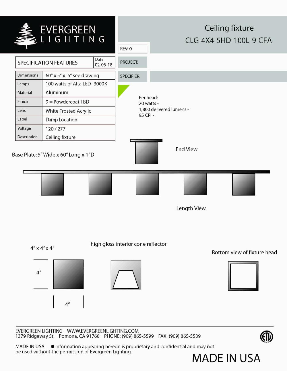 evergreen lights CLG-4X4-5HD-100L Indoor Indoor Custom Ceiling