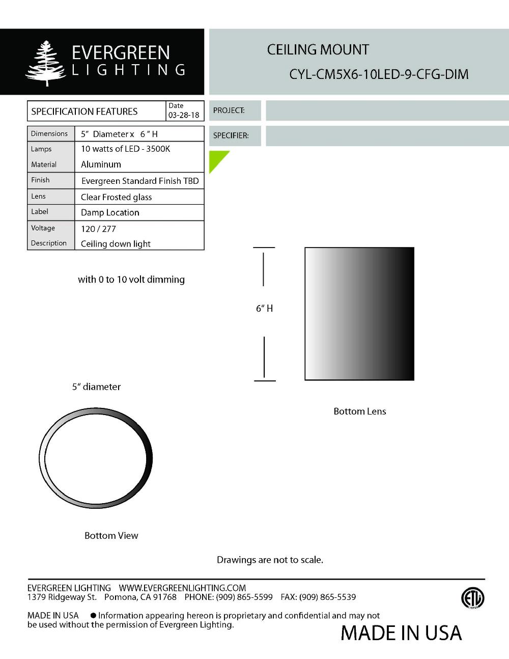 evergreen lights CYL-CM5X6-10LED Outdoor Custom Ceiling