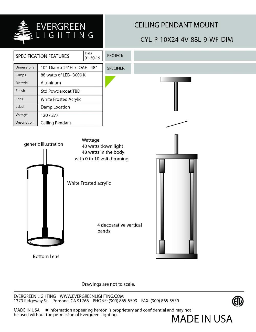 evergreen lights CYL-P-10X24-4V-88L Indoor Indoor Custom Ceiling