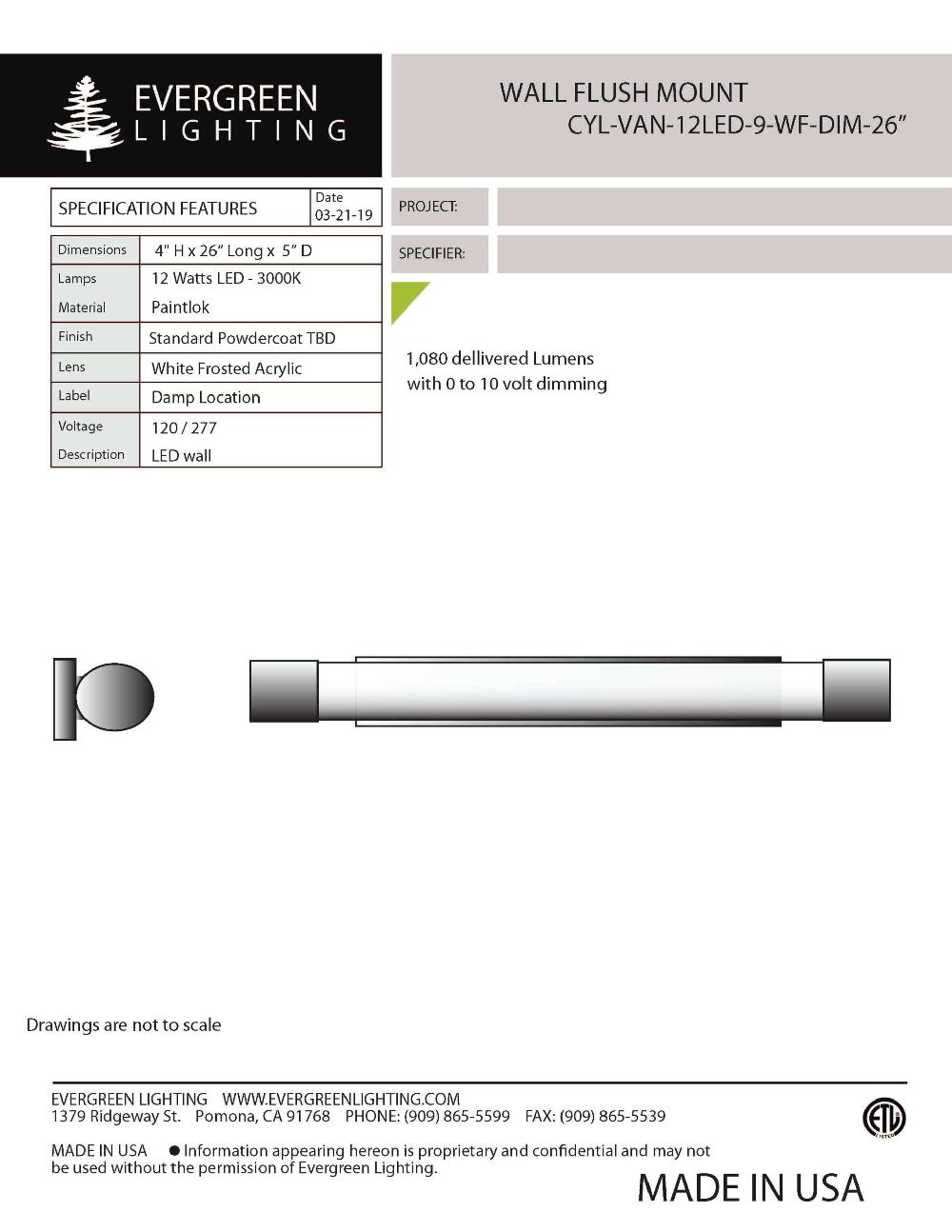 evergreen lights CYL-VAN-12LED-9-WF-26 Indoor Indoor Custom Wall