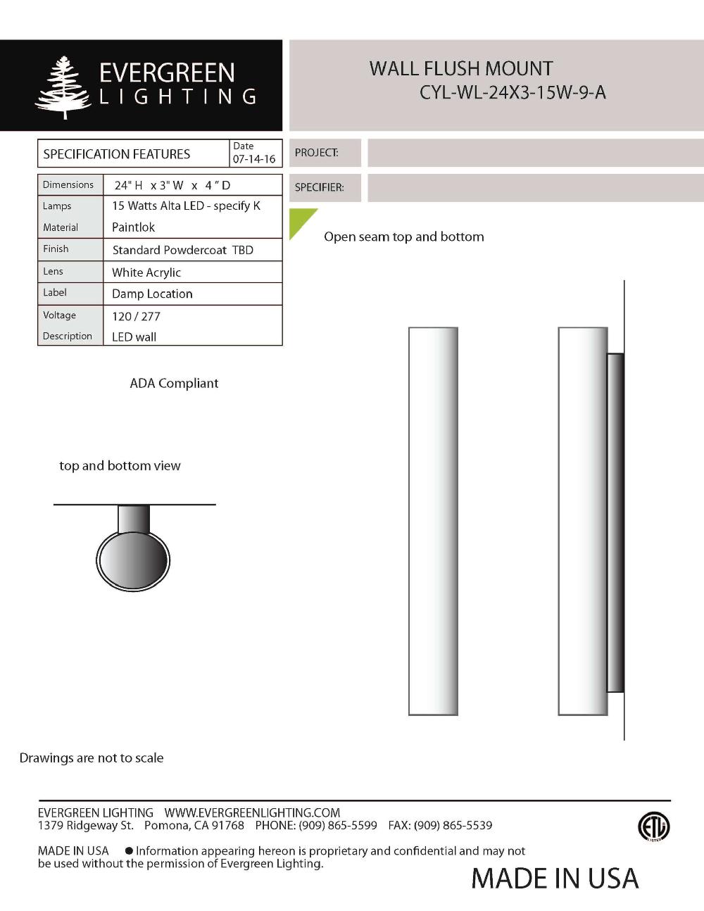 evergreen lights CYL-WL-24X3-15W Indoor Indoor Custom Wall