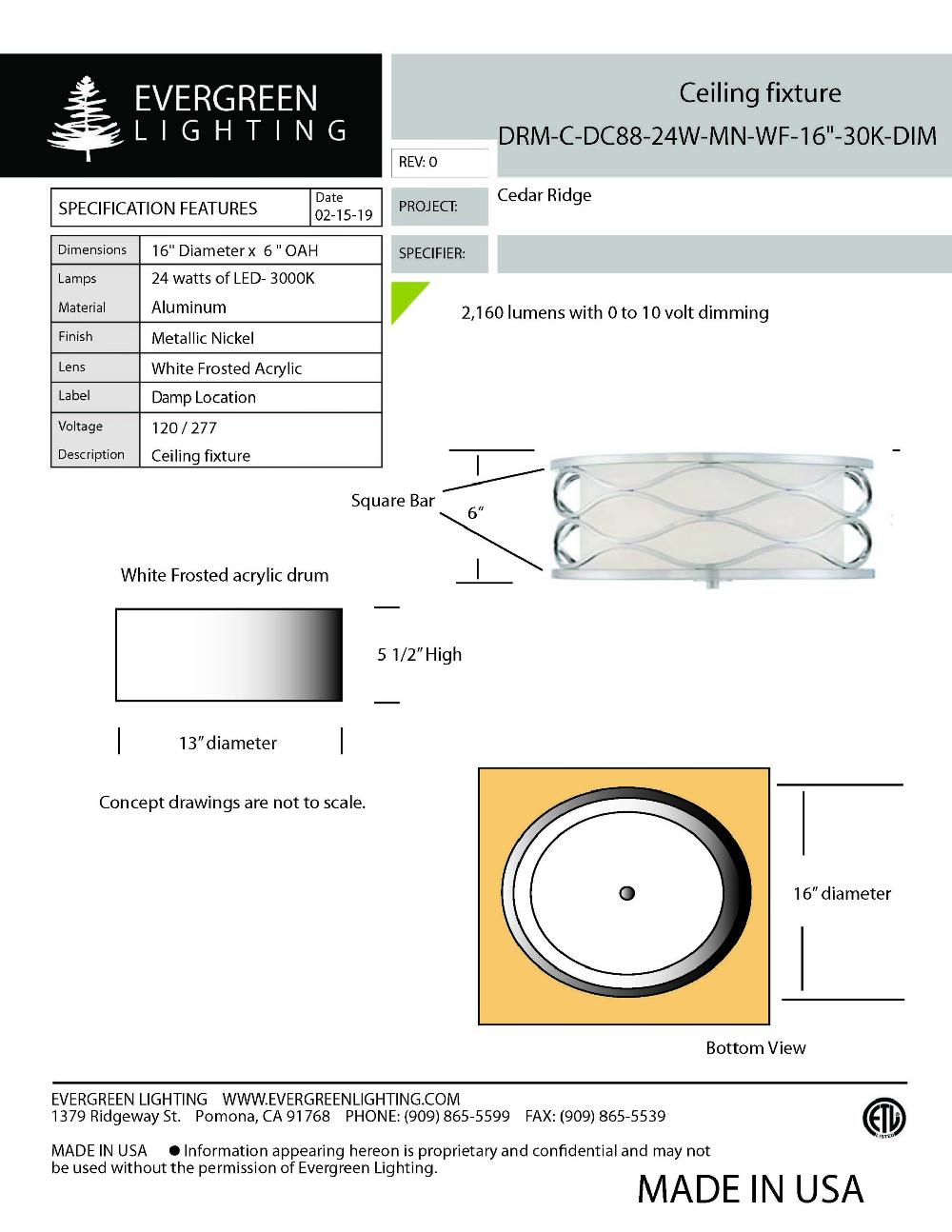 evergreen lights DRM-C-DC88-24W Indoor Indoor Custom Ceiling