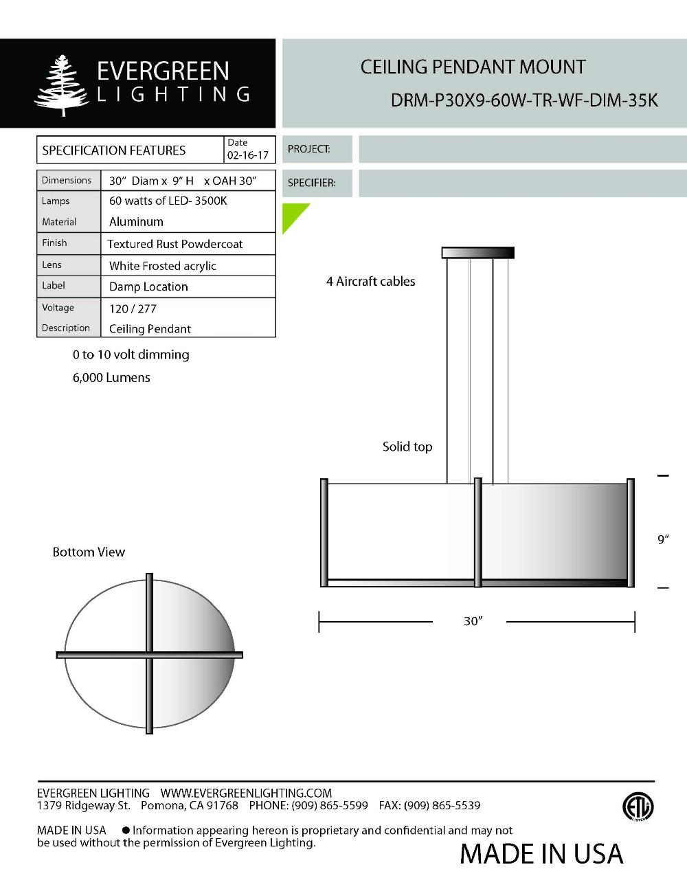 evergreen lights DRM-P30X9-60W Indoor Indoor Custom Ceiling