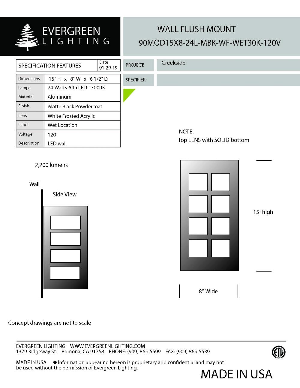 evergreen lights 90MOD15X8-24L Outdoor Custom Wall