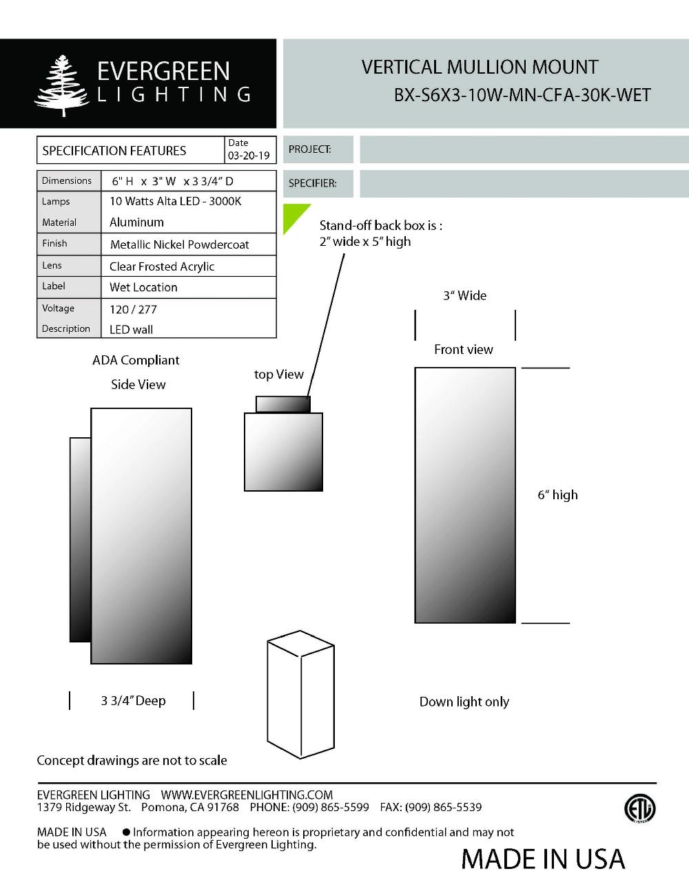 evergreen lights BX-S6X3-10W Outdoor Custom Wall