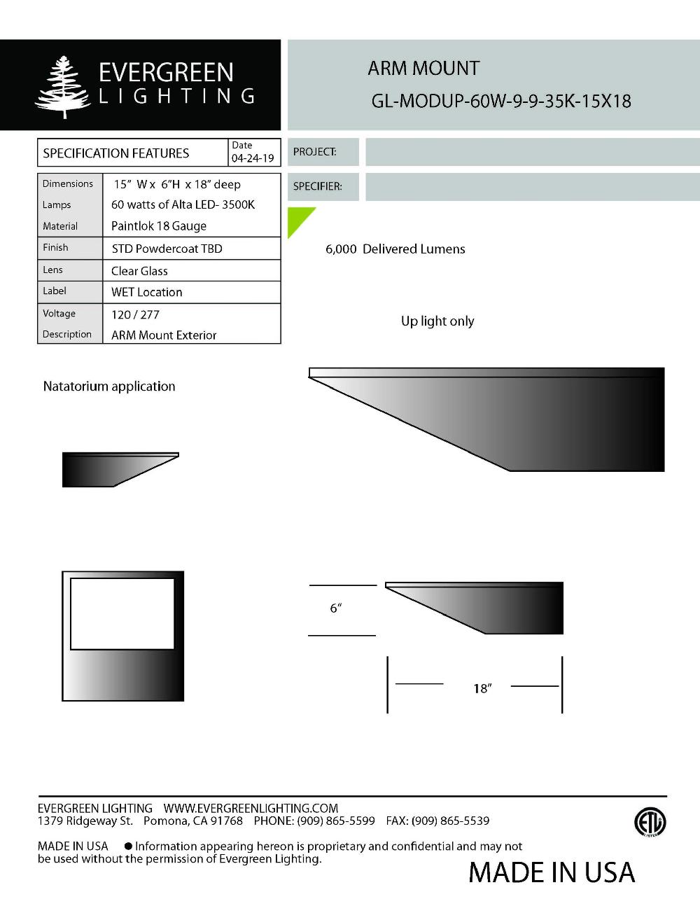 evergreen lights GL-MODUP-60W Outdoor Custom Wall