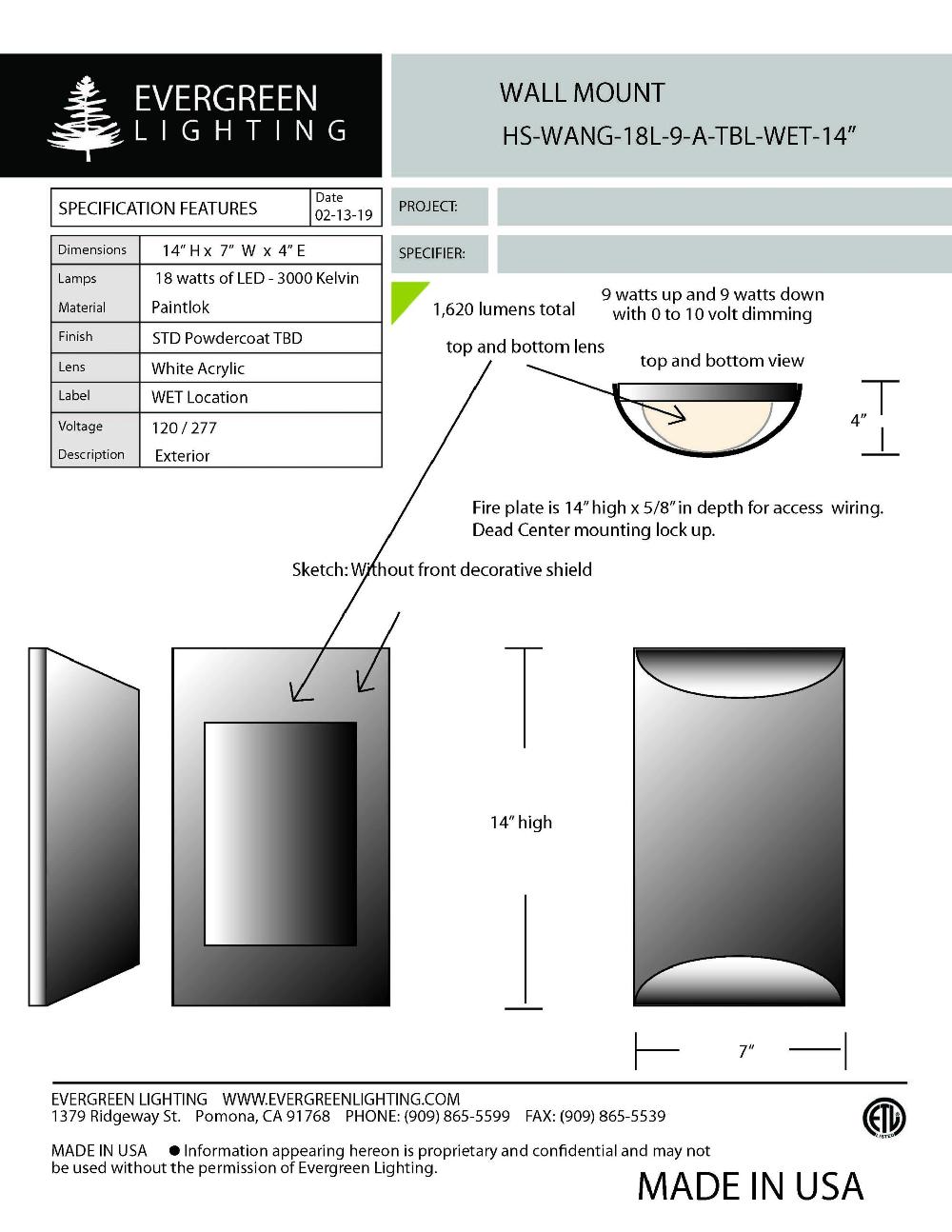 evergreen lights HS-WANG-18L Outdoor Custom Wall