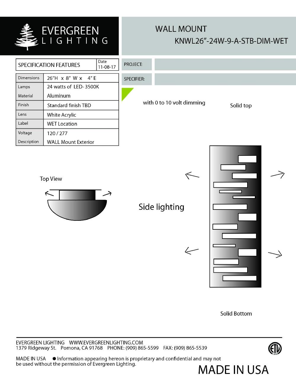evergreen lights KNWL26-24W Outdoor Custom Wall