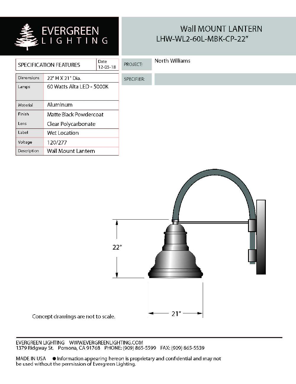 evergreen lights LHW-WL2-60L Outdoor Custom Wall