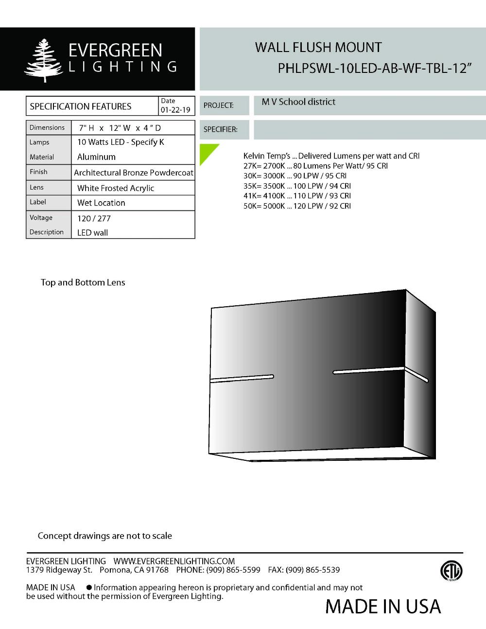 evergreen lights PHLPSWL-10LED Outdoor Custom Wall