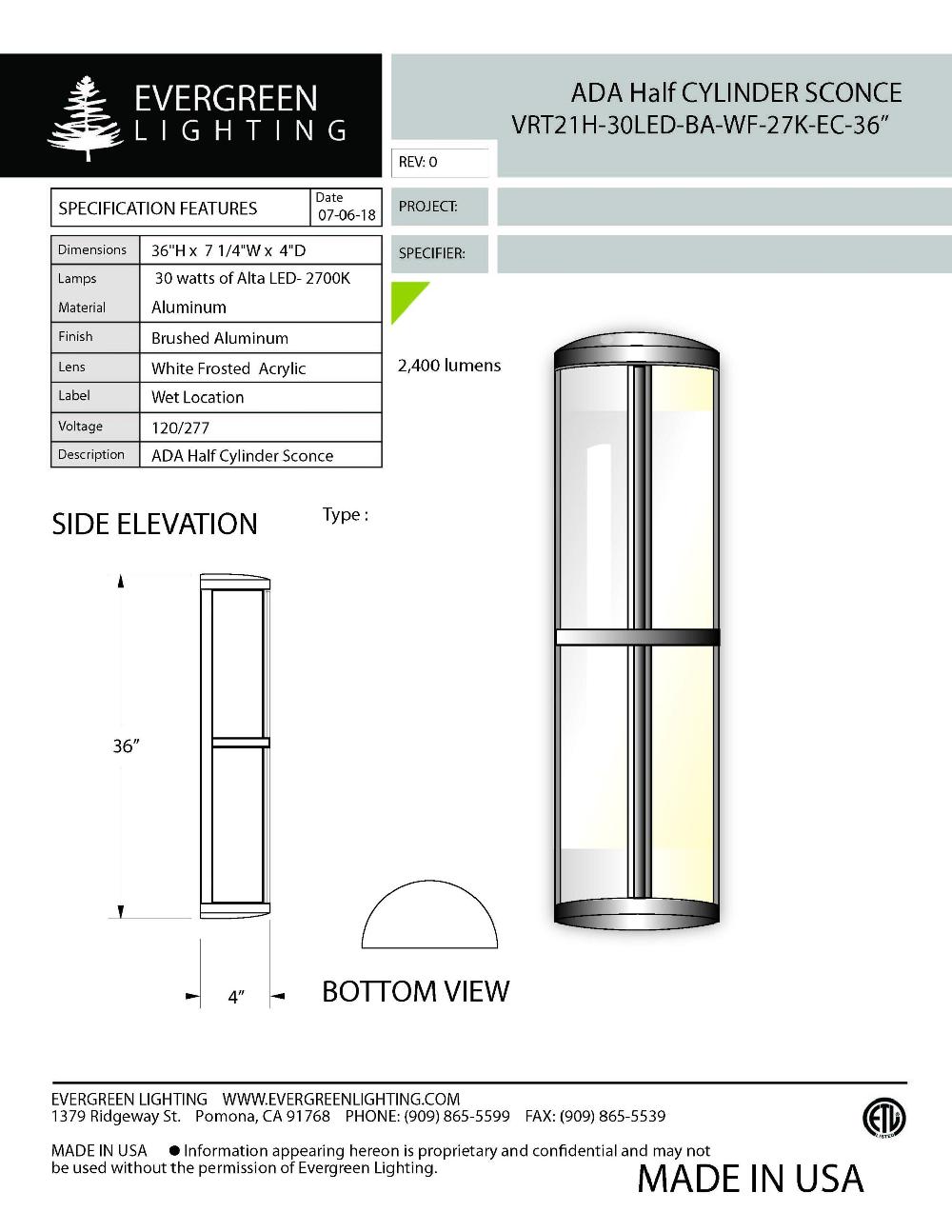 evergreen lights VRT21H-30LED Outdoor Custom Wall