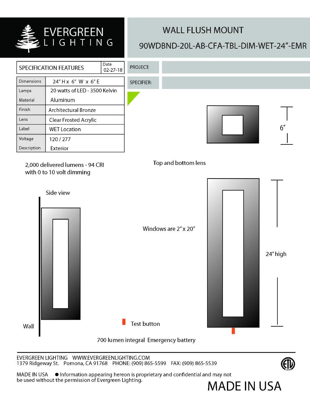 evergreen lights WDBND-20L-EMR Outdoor Custom Wall