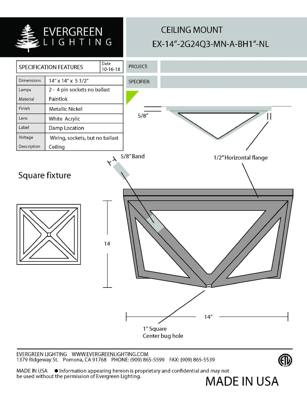 evergreen lights EX-14-2G24Q3-MN-A-BH1-NL Indoor Indoor Custom Ceiling
