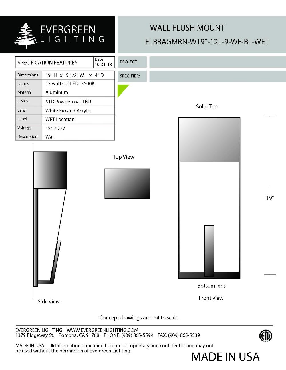 evergreen lights FLBRAGMRN-W19-12L Outdoor Custom Wall
