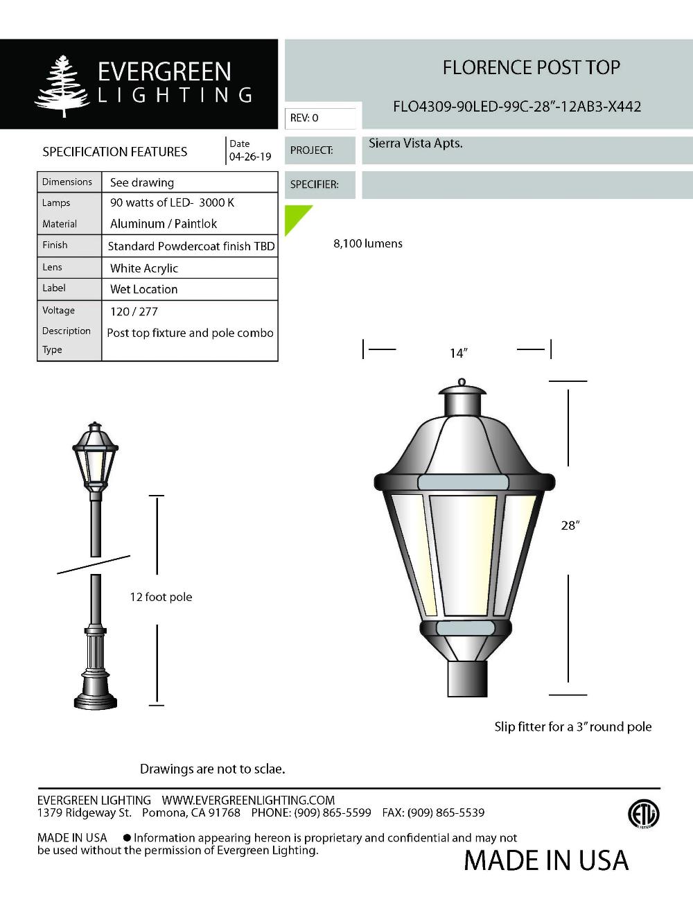 evergreen lights FLO4309-90LED-99C-28-12AB3 Outdoor Custom Polo Fixture Combinations