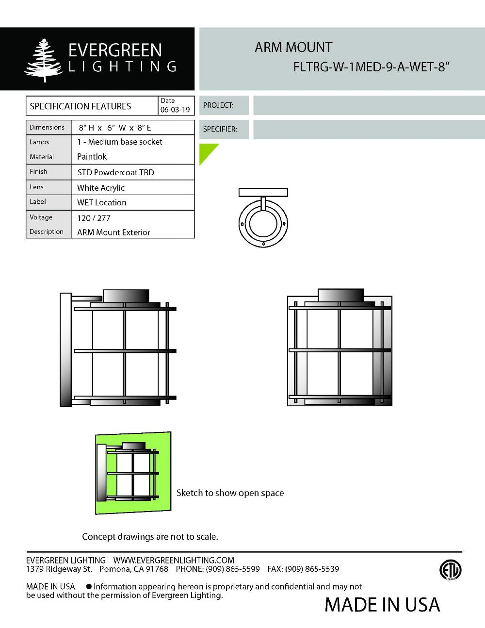 evergreen lights FLTRG-W-1MED-9-A-WET-8 Outdoor Custom Wall