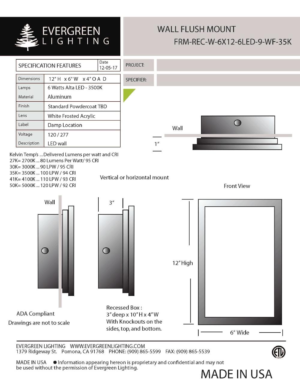 evergreen lights FRM-REC-W-6X12-6LED Indoor Indoor Custom Wall